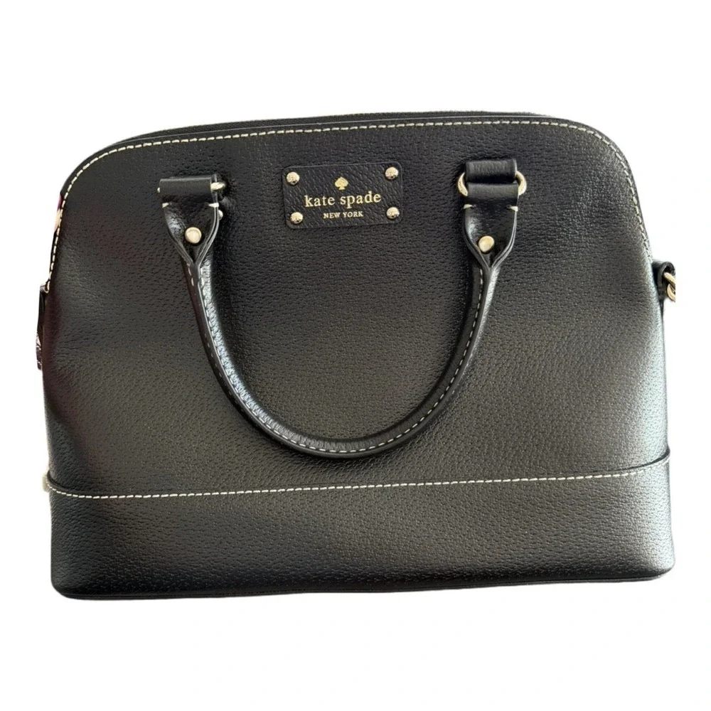 Kate spade Wellessley Black Leather Purse Satchel Bag Women Cross Body